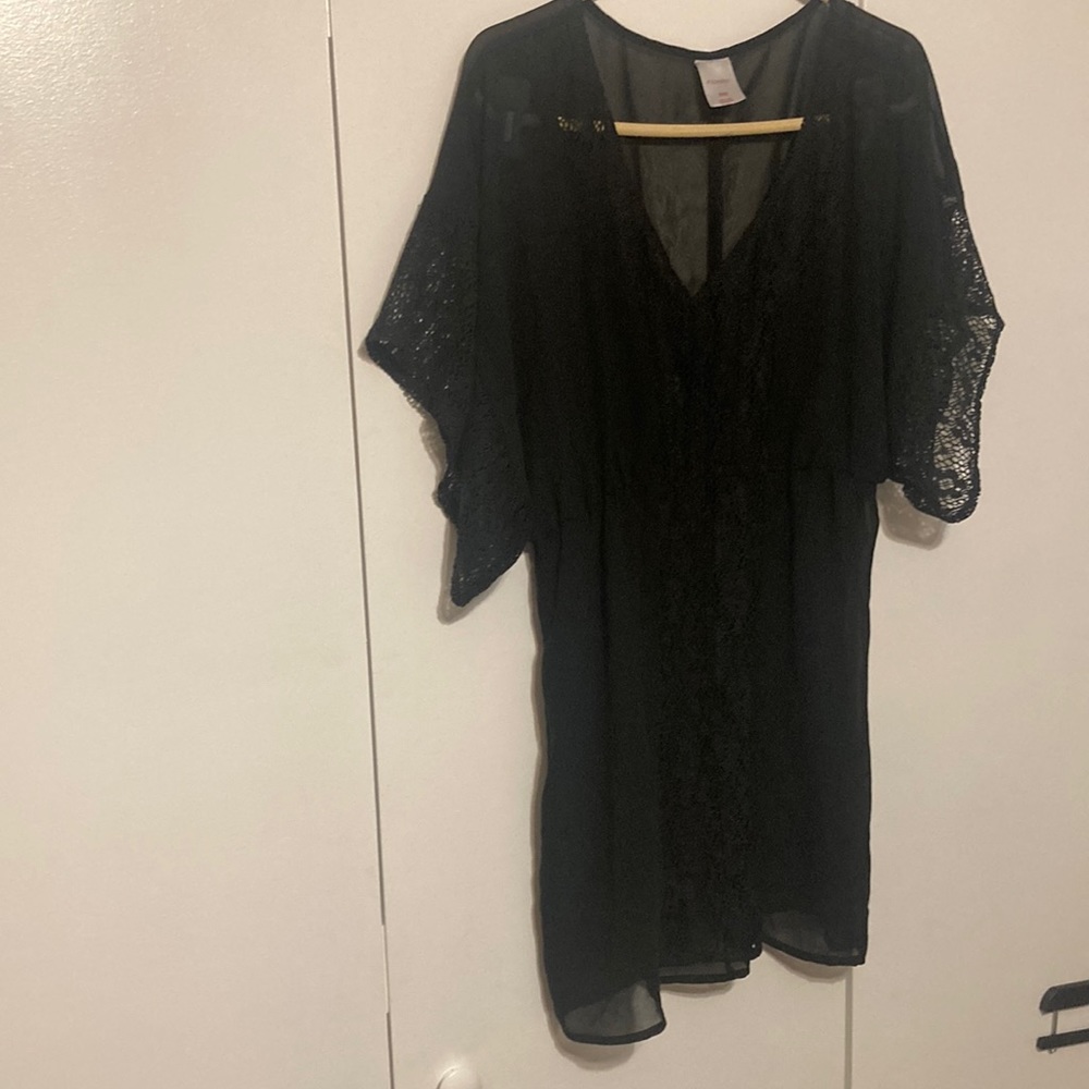 Xhilaration Crochet Black Color Chiffon Cover Up Beach Wear Women’s Size Medium